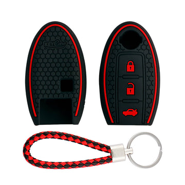 Keycare silicone key cover and keyring fit for : Micra, Magnite, Micra Active, Sunny, Teana 3 button smart key (KC-53, KCMini Keyring) - Keyzone