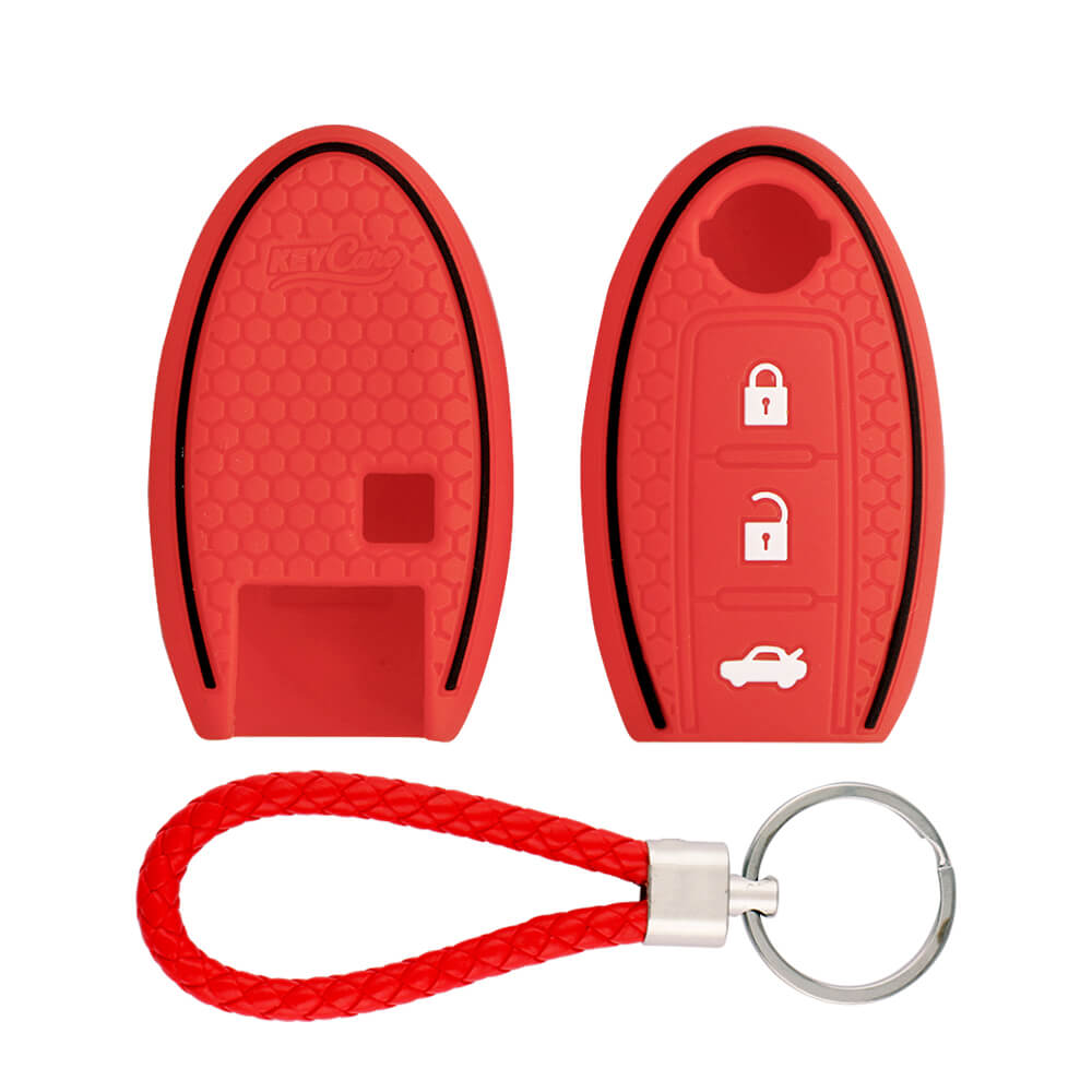 Keycare silicone key cover and keyring fit for : Micra, Magnite, Micra Active, Sunny, Teana 3 button smart key (KC-53, KCMini Keyring) - Keyzone