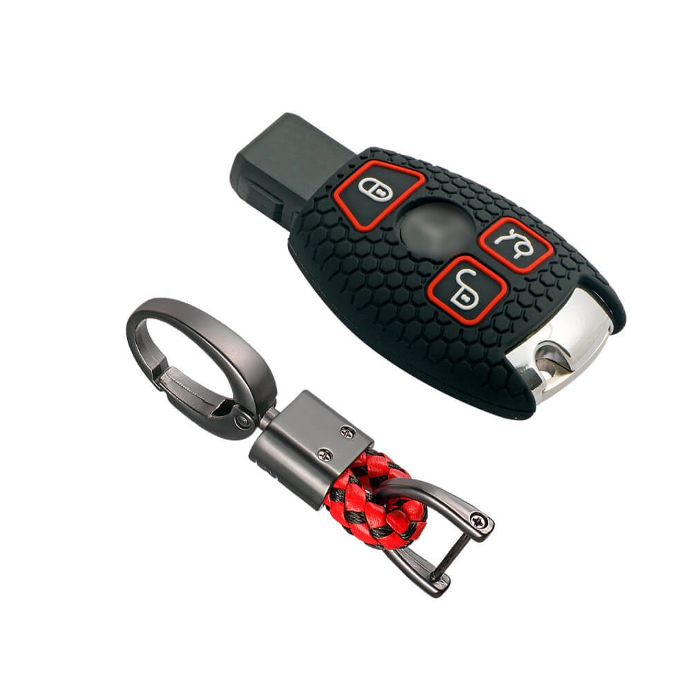 Keycare silicone key cover and keyring fit for : Mercedes Benz 3 button smart key (KC-54, Alloy Keychain) - Keyzone