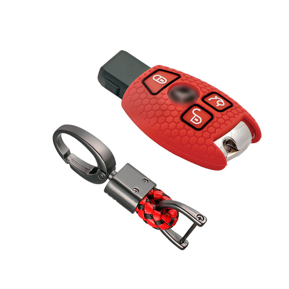 Keycare silicone key cover and keyring fit for : Mercedes Benz 3 button smart key (KC-54, Alloy Keychain) - Keyzone