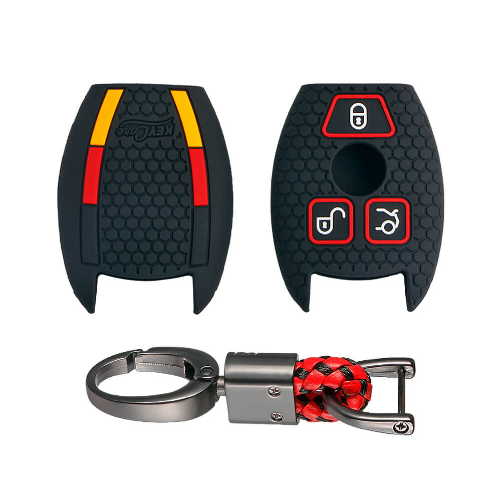 Keycare silicone key cover and keyring fit for : Mercedes Benz 3 button smart key (KC-54, Alloy Keychain) - Keyzone