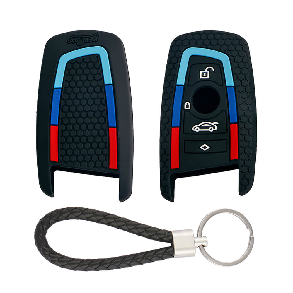 Keycare silicone key cover and keyring fit for : X4, X3, 5 Series, 6 Series, 3 Series, 7 Series 4 button smart key (T1) (KC-58, KCMini Keyring) - Keyzone