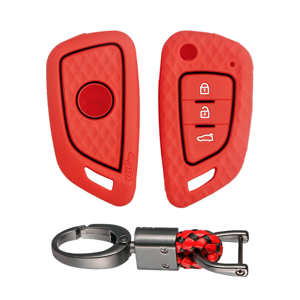Keycare silicone key cover and keyring fit for : Xhorse Df Model Universal remote flip key (KC-59, Alloy Keychain) - Keyzone