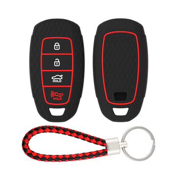Keycare silicone key cover and keyring fit for : Verna 2020 4 button smart key (KC-60, KCMini Keyring)