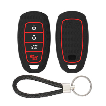 Keycare silicone key cover and keyring fit for : Verna 2020 4 button smart key (KC-60, KCMini Keyring) - Keyzone