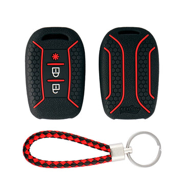 Keycare silicone key cover and keychain fit for : Duster 2020 3 button remote key (KC-62, KCMini Keychain)