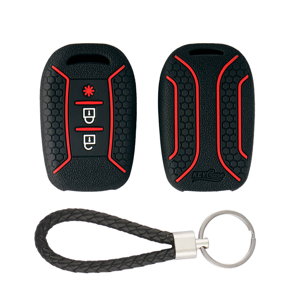 Keycare silicone key cover and keychain fit for : Duster 2020 3 button remote key (KC-62, KCMini Keychain) - Keyzone
