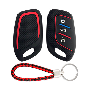 Keycare Silicone Key Cover and keychain Fit for MG : MG ZS EV, Astor 3 Button Smart Key (KC65,KCMini Keychain) - Keyzone