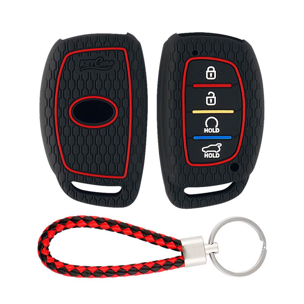 Keycare silicone key cover and keyring fit for : Alcazar and Creta 2021 4 button smart key (KC-67, KCMini Keyring) - Keyzone