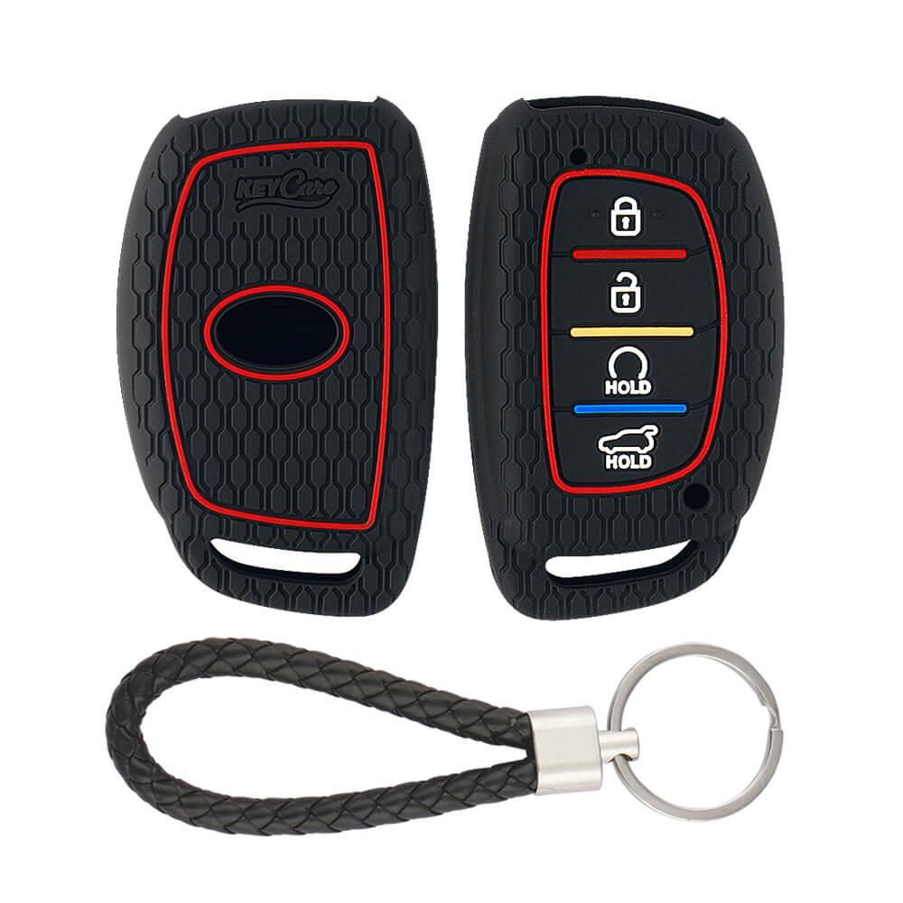 Keycare silicone key cover and keyring fit for : Alcazar and Creta 2021 4 button smart key (KC-67, KCMini Keyring) - Keyzone