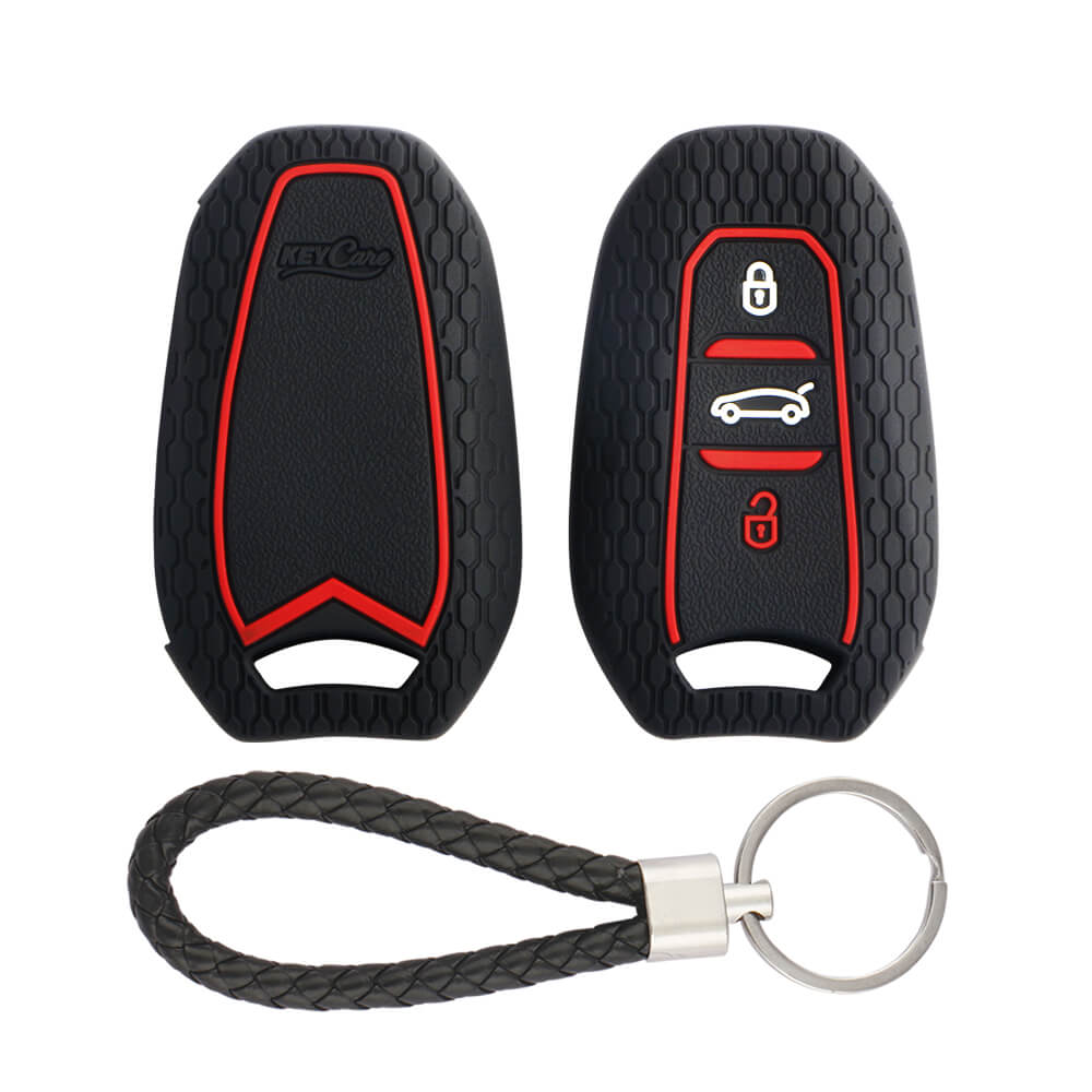 Keycare silicone key cover and keyring fit for : Citroen C5 Aircross 3 button smart key (KC-66, KCMini Keyring) - Keyzone