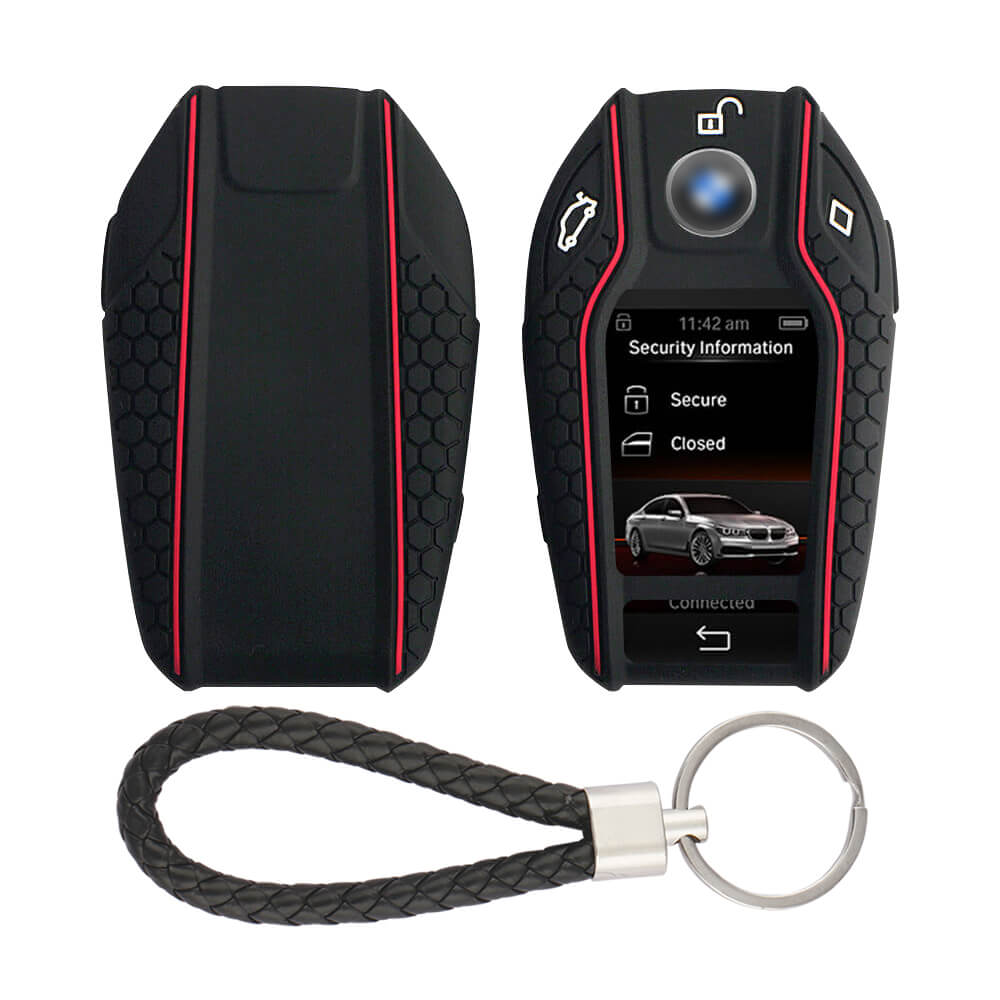 Keycare silicone key cover and keyring fit for : BMW LCD Display smart key (KC-68, KCMini Keyring) - Keyzone