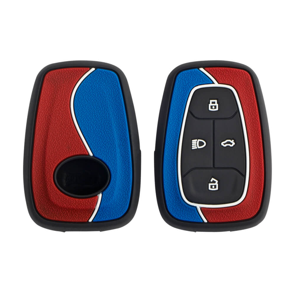 Keycare Duo style key cover fit for : Tata Nexon, Altroz, Harrier, Tigor Bs6, Safari Gold, Punch, Tigor Ev, Safari 2021 4 button smart key (KC-D 03) - Keyzone