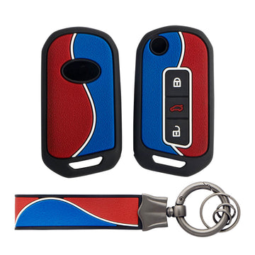 KeyCare Duo Style key cover and Duo keychain for Mahindra Bolero, XUV300, Scorpio, TUV300, Thar, XUV700, Marazzo, Scorpio-N, XUV400 flip key (KC-D 07, Duo keychain) - Keyzone