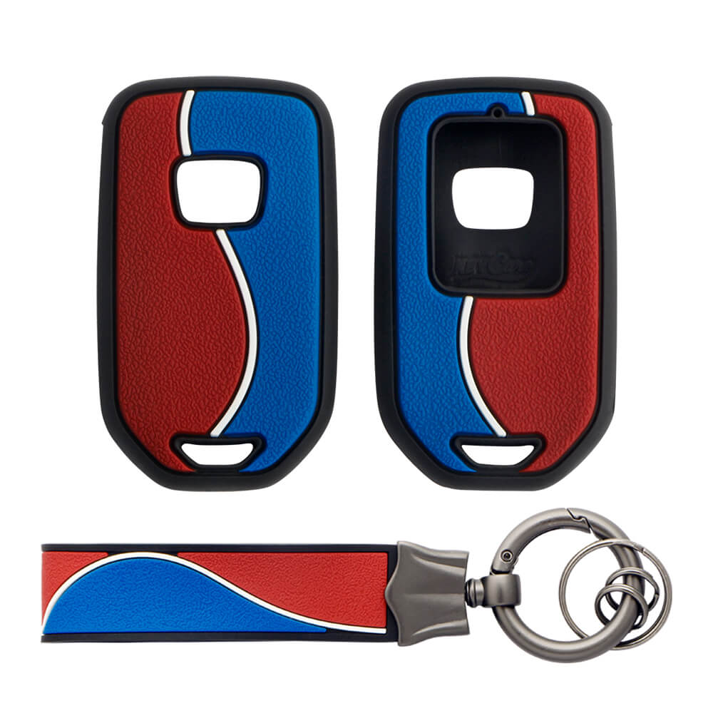 Keycare Duo style key cover and keychain fit for : Honda City, Elevate, Civic, Jazz, Brio, Amaze, CR-V, WR-V, BR-V, Mobilio, Accord 2b/3b/4b/5b Smart Key (KC-D 09, Dou Keychain)