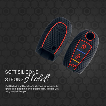 Keycare silicone key cover and keychain fit for : Ciaz, Baleno, S-cross, Vitara Brezza, Ignis, Swift, Ertiga 3b smart key (KC-04, Zinc Alloy)