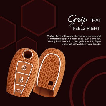 Keycare silicone key cover and keychain fit for : Urban Cruiser smart key (KC-04, Full leather keychain)