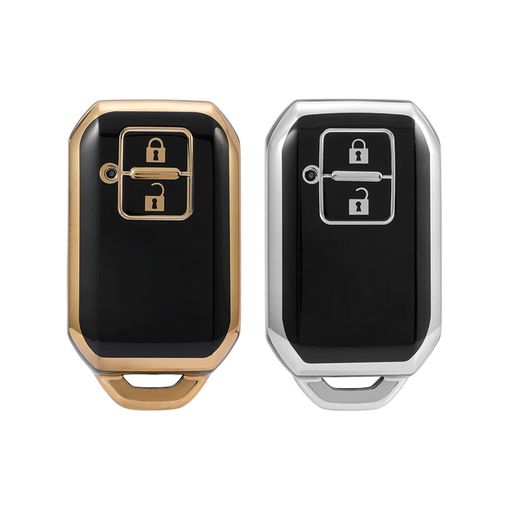 Keyzone Pack of 2 TPU Key Cover for Suzuki : Baleno, Jimny, Swift, Ertiga, Grand Vitara, XL6, New Brezza 2022, Fronx, Dzire 2b Smart Key (KZTP05-Pack of 2) - Keyzone