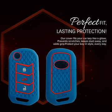 Keycare silicone key cover and keyring fit for : Thar, Bolero, Scorpio, XUV700, XUV400, XUV3x0, XUV300, TUV300, Marazzo flip key (KC-09, Leather Thread Keyring)