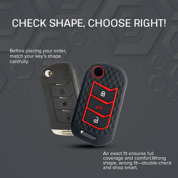 Keycare silicone key cover and keyring fit for : Thar, Bolero, Scorpio, XUV700, XUV400, XUV3x0, XUV300, TUV300, Marazzo flip key (KC-09, Alloy Keychain)