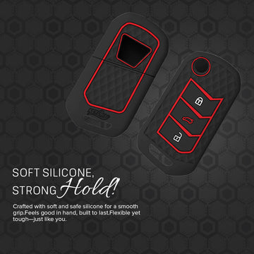Keycare silicone key cover and keyring fit for : Thar, Bolero, Scorpio, XUV700, XUV400, XUV3x0, XUV300, TUV300, Marazzo flip key (KC-09, Leather Woven Keychain)