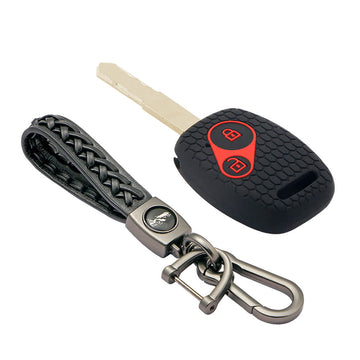 Keycare silicone key cover and keyring fit for : Honda 2 button remote key (KC-21, Leather Woven Keychain)