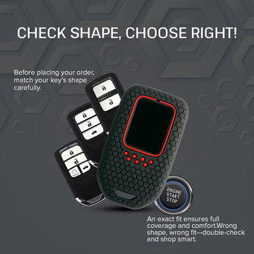 Keycare silicone key cover and keyring fit for : Honda City, Elevate, Civic, Jazz, Brio, Amaze, CR-V, WR-V, BR-V, Mobilio, Accord 2b/3b/4b/5b Smart Key (KC-24, KCMini Keyring)
