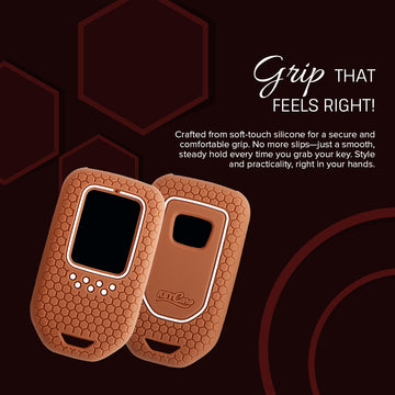 Keycare silicone key cover and keychain fit for : Honda City, Elevate, Civic, Jazz, Brio, Amaze, CR-V, WR-V, BR-V, Mobilio, Accord 2b/3b/4b/5b Smart Key (KC-24, Full leather keychain)