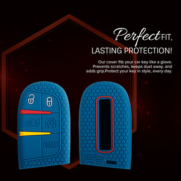 Keycare silicone key cover and keyring fit for : Compass, Trailhawk smart key (KC-28, Leather Woven Keychain)