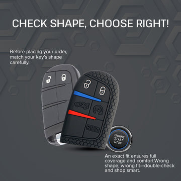 Keycare silicone key cover and keyring fit for : Compass, Trailhawk smart key (KC-28, Alloy Keychain)