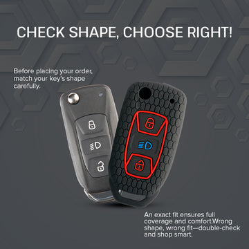 Keycare silicone key cover and keychain fit for: Tata Curvv, Nexon, Harrier, Safari, Altroz, Punch, Tigor, Tiago, Zest, Bolt, Hexa flip key (KC-29, Alloy keychain black)