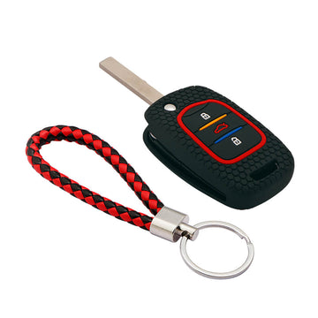 Keycare silicone key cover and keyring fit for : MG Hector 3 button flip key (KC-39, KCMini Keyring) - Keyzone