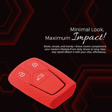 Keycare silicone key cover and keyring fit for : Audi 3 button smart key (KC-47, Leather Thread Keychain)