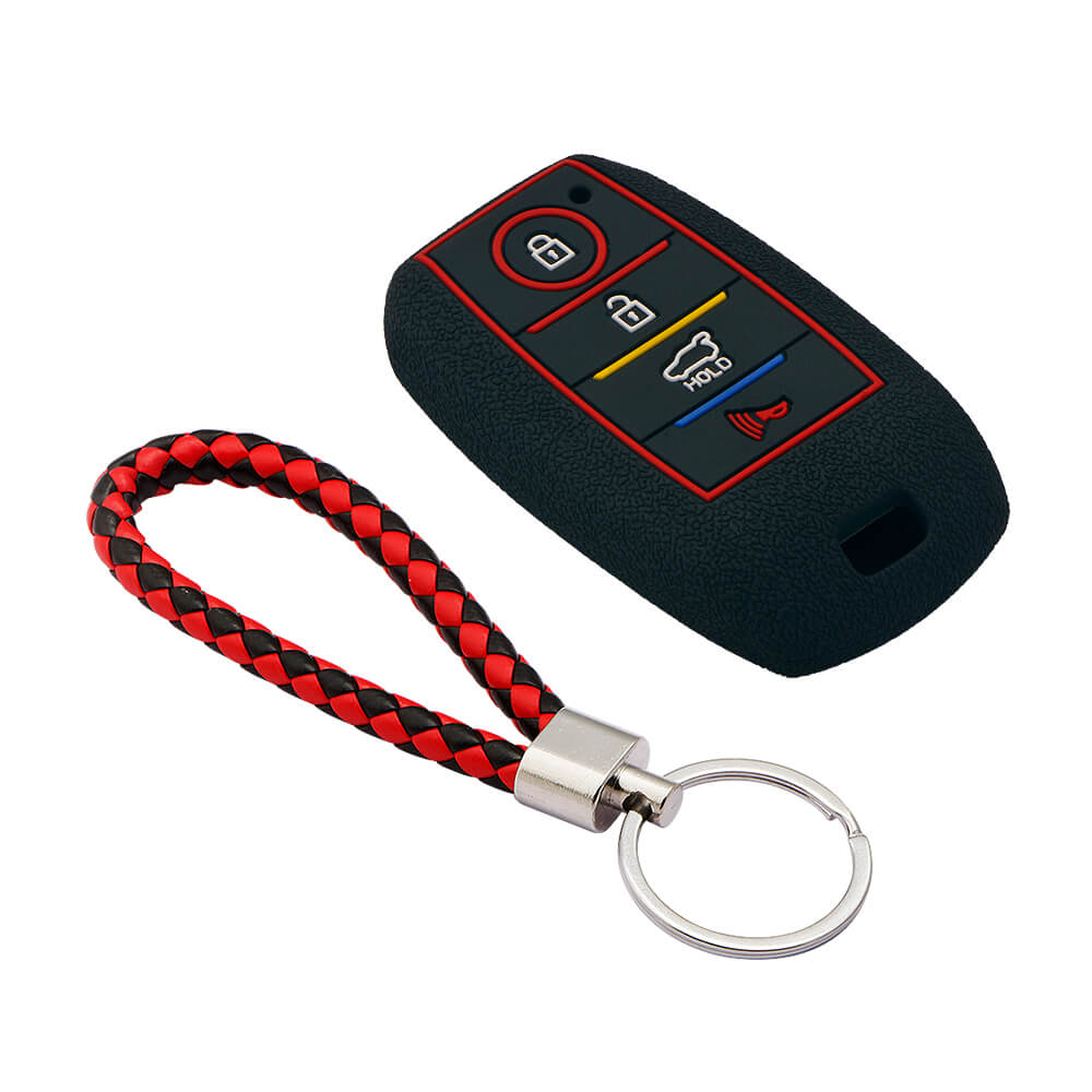 Keycare silicone key cover and keyring fit for : Kia Seltos 4 button smart key (KC-49, KCMini Keyring) - Keyzone