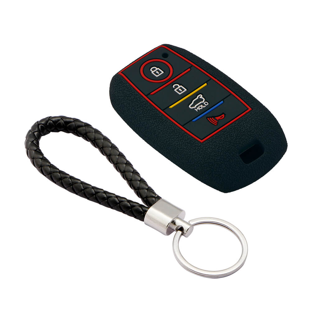 Keycare silicone key cover and keyring fit for : Kia Seltos 4 button smart key (KC-49, KCMini Keyring) - Keyzone