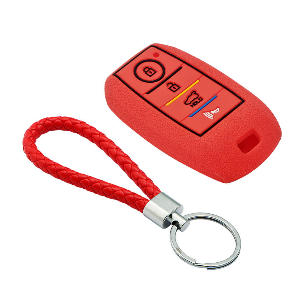 Keycare silicone key cover and keyring fit for : Kia Seltos 4 button smart key (KC-49, KCMini Keyring) - Keyzone
