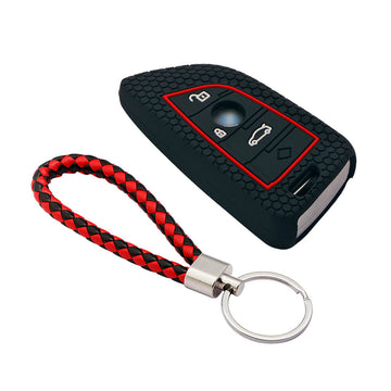 Keycare silicone key cover and keyring fit for : X1, X3, X6, X5, 5 Series, 6 Series, 7 Series 4 button smart key (T2) (KC-52, KCMini Keyring)