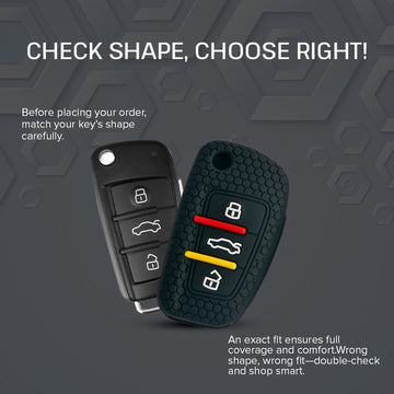 Keycare silicone key cover fit for : Audi 3 button flip key (KC-57)