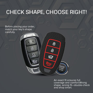 Keycare silicone key cover and keyring fit for : Verna 2020 4 button smart key (KC-60, Full Leather Keychain)