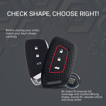 Keycare silicone key cover and keychain for MG Hector, Windsor EV smart key (KC-64, Leather Woven Keychain)