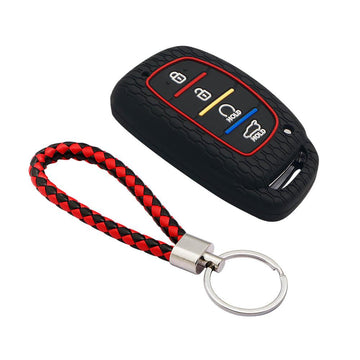 Keycare silicone key cover and keyring fit for : Alcazar and Creta 2021 4 button smart key (KC-67, KCMini Keyring)