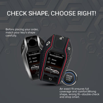 Keycare silicone key cover and keyring fit for : BMW LCD Display smart key (KC-68, Full Leather Keychain)