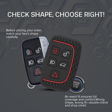 Keycare silicone key cover fit for Jaguar XF XJ XE F-PACE F-Type Range Rover Evoque Velar Discovery LR4 Land Rover Sport 5 button smart key (KC72)