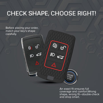 Keycare silicone key cover fit for Range Rover : Sport, Evoque, Velar, Discovery, Defender (2018, 2019, 2020, 2021) 5 Button Smart Key (KC73)