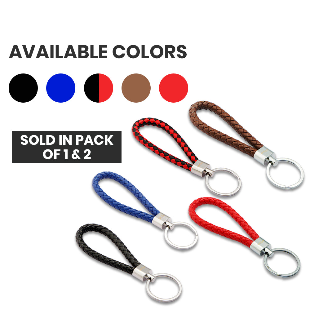 Keycare car leather keychain key holder keyring organiser pack combo (Mini keyring RedBlack+Blue)