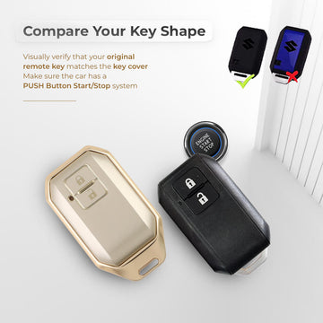 Keyzone aluminium alloy key cover for Victoris, Baleno, Jimny, Grand Vitara, Xl6, Ignis, Swift, Ertiga, Fronx, Brezza, Dzire, Glanza, Urban Cruiser Hyryder, Taisor 2b smart key (ALM05)
