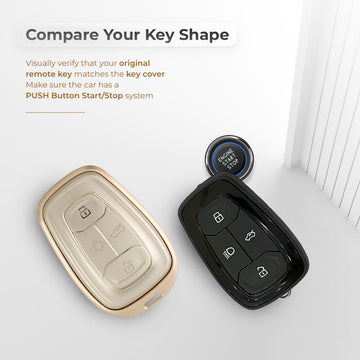 Keyzone aluminium alloy key cover for Nexon, Harrier, Safari, Altroz, Punch, Tigor 4 button smart key (ALM08)