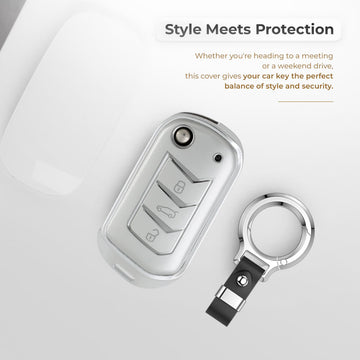 Keyzone aluminium alloy key cover for Thar, Thar Roxx, Bolero, Scorpio, XUV700, XUV400, XUV3x0, XUV300, TUV300, Marazzo flip key (ALM09, Push button start models)