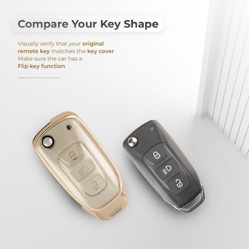 Keyzone aluminium alloy key cover for Curvv, Nexon, Harrier, Altroz, Punch, Safari, Tigor, Tiago, Zest, Bolt 3 button flip key (ALM29)