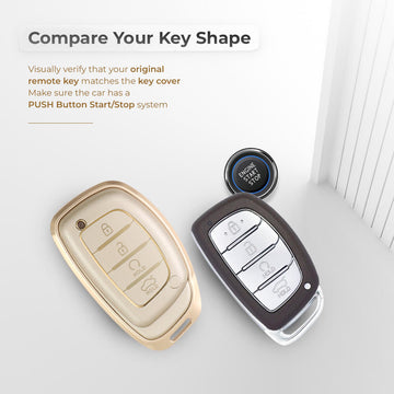 Keyzone aluminium alloy key cover for Alcazar, Creta 4 button smart key (ALM67)
